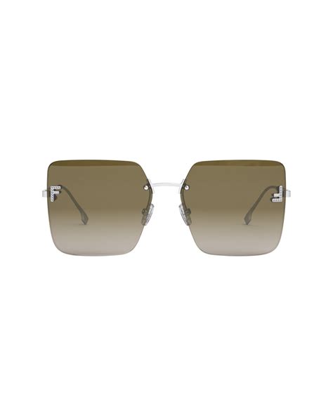 fendi brown gradient square sunglasses|Fendi geometric rimless aviator sunglasses.